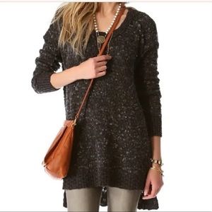 Free People Sweater Jeepster Honeycomb Knit Longline Black Charcoal size M